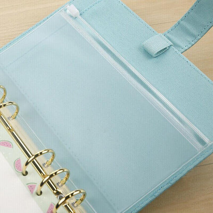 12x A5/A6/A7 Binder Pocket Zipper 6 Holes PVC Document Filling Bags Clear Kit - Aimall