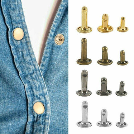 Leather Rivets Tool Metal Stud Set Double Cap Fixing Belt Repair DIY Kit Craft - Aimall