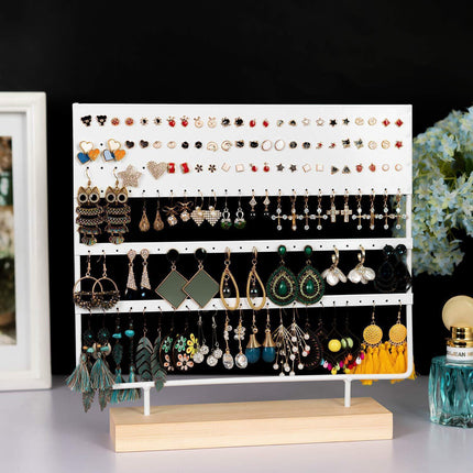 Earring Stand Display Rack 3-Tier Ear Stud Holder Jewelry Organizer 144 Holes - Aimall