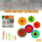 Colorful Paper Fans Party Decorations 6pcs Mexican Fiesta Hanging Decor Birthday - Aimall
