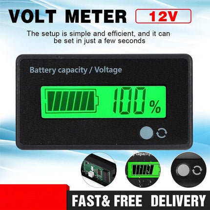 LCD 12V-48V Battery Capacity Indicator Voltage Voltmeter Monitor Meter Caravan - Aimall