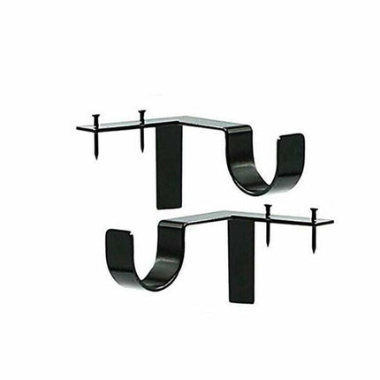2X Bracket Hang Curtain Rod Holders Single hook Tap Right Into Window Frame Rod - Aimall