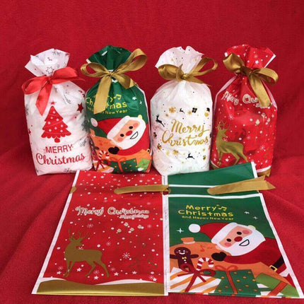 10PCS Plastic Candy Bags Christmas Elk Candy Sweet Treat Bags Biscuit 15*23.5CM - Aimall