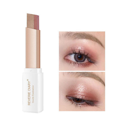 Glitter Double Color Gradient Eyeshadow Stick Two Tone Eye Shadow Pen Cosmetics - Aimall