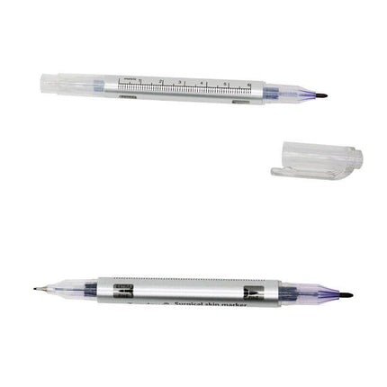 Microblading Tattoo Eyebrow Surgical Skin Marker Pen Ruler Tattoo Piercing 2PCS - Aimall