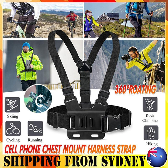Cell Phone Chest Mount Harness Strap Holder Clip for iPhone Samsung Gopro - Aimall