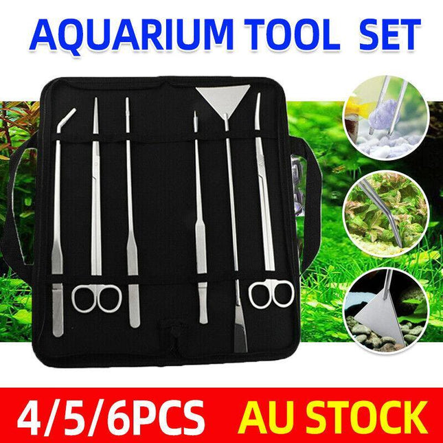 Aquarium Tool Kit Stainless Steel Aquatic Plant Tweezers Scissors Spatula Set AU - Aimall