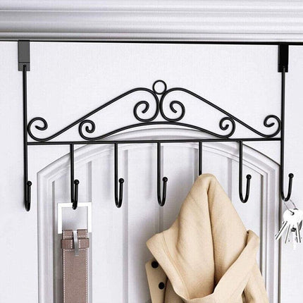 7-Hooks for Bedroom Over The Door Hanger Clothes Storage Towel Iron Hanging Rack - Aimall