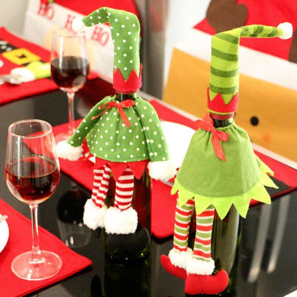 4X Christmas Bottle Covers Gift Holder Bags Red Wine Clothes Dot Decoration Bag - Aimall