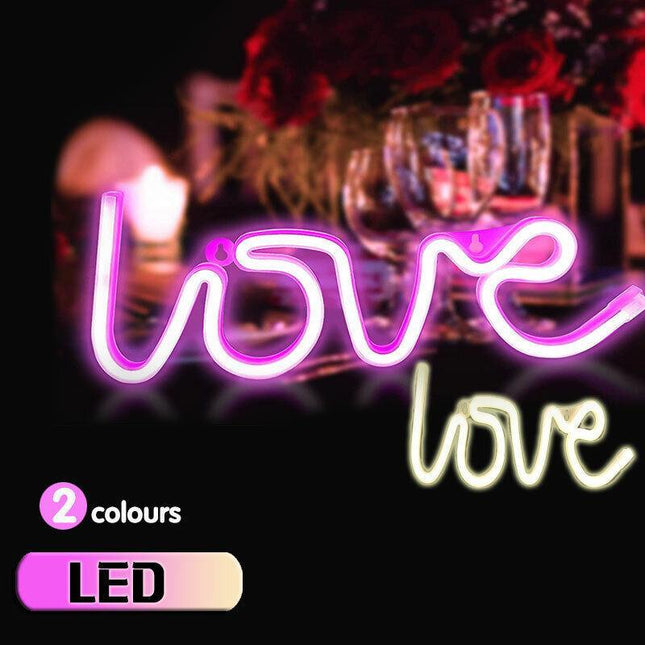 LED Neon Sign Lamp USB/Battery Power Home Wedding Decor Love Rainbow Night Light - Aimall