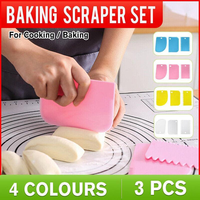 3PCS Dough Cutter Icing Scraper Kitchen tool Pastry Bowl Divider Bench Fondant - Aimall