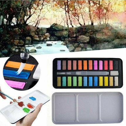 24 Watercolour Paint Set With Brush Painting Water Colour Art Artist KitsAUSTOCK - Aimall