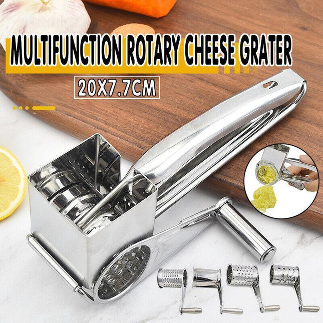 4 Set Multifunction Rotary Cheese Grater Hand Held Cut Slicer Stainless Steel AU - Aimall