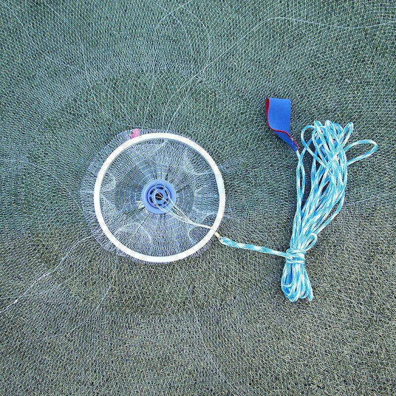 Wilson Cast Net Drawstring 8ft 12ft Fishing Cast Net Quick Throw Nylon Mesh Drawstring Chain ...