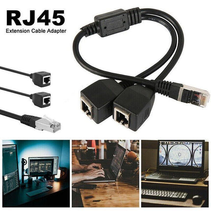 RJ45 CAT6/5 1 Male 2 Female LAN Ethernet Network Splitter Coupler Adapter Cable - Aimall