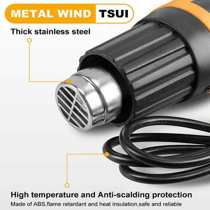 2000W Electric Heat Gun Hot Air Adjustable Temperature w/4 Nozzles Heating Tool - Aimall