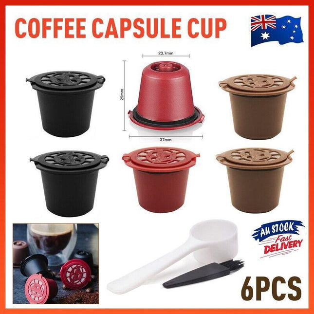 6PCS For Nespresso Maker Machine Refillable Reusable Filter Coffee Capsule Pods - Aimall