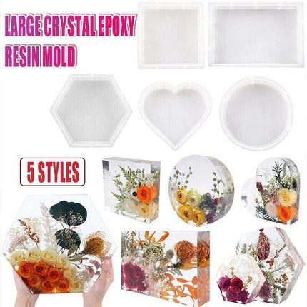 NEW Large Crystal Epoxy Resin Mold Geometry Cube Specimen Love Heart Round Mould - Aimall