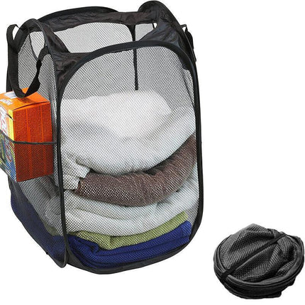 2x Foldable Nylon Mesh Laundry Hamper Pop Up Basket Clothes Washing Storage Bin - Aimall