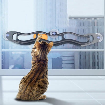 Window Suction Cup Funny Cat Toys Track Bal Cat Pet Toy Interactive Track Ball - Aimall