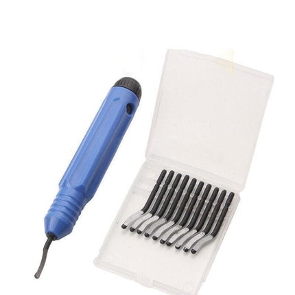 12PCS Set Pocket Deburring Tool 365° Swivel Head With 11Repalcement Blades Tools - Aimall