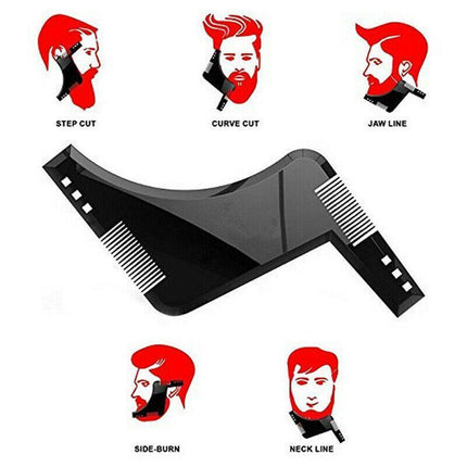 Beard Styling Shaping Template Comb Tool Symmetry Trimming Shaper Stencil - Aimall