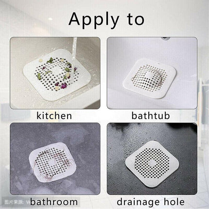 2X Square Drain Cover for Shower Drain Hair Catcher Flat Silicone Plug for Bath - Aimall