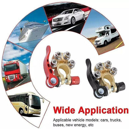 2PCS 4-Way Positive Negative Battery Terminal Connectors Clamp Car Van Caravan - Aimall