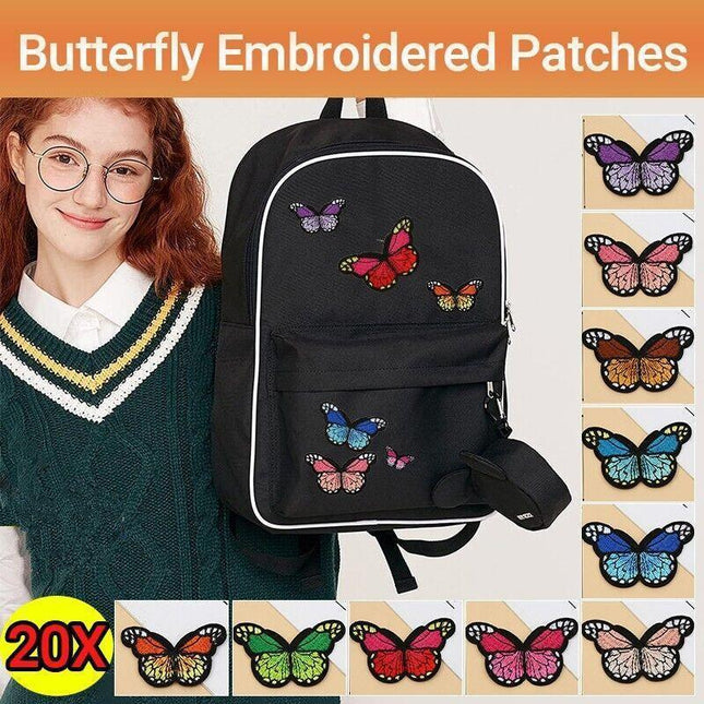 20PCS Colourful Butterfly Applique Lace Trims Sewing Embroidery Craft Patch Sew - Aimall
