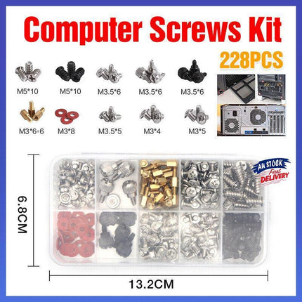 228PCS Computer PC Screws Kit Case Motherboard For CD-ROM Hard Disk Repair Tool - Aimall