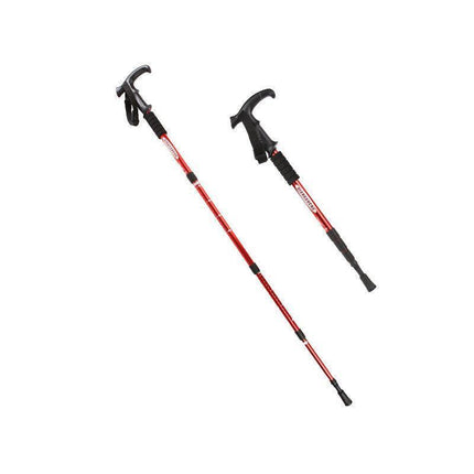 Folding Walking Stick Telescopic Adjustable Antishock Hiking Grip Pole Trekking - Aimall