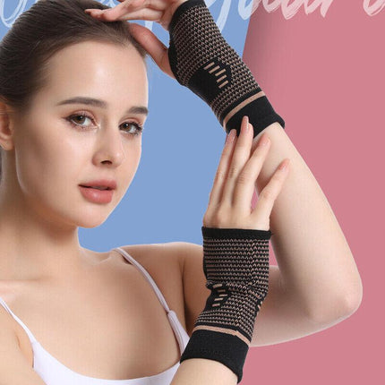 Copper Wrist & Hand Compression Sleeve Support Arthritis Gloves Hand Palm Brace - Aimall