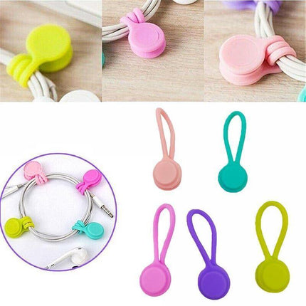 10Pcs Magnetic Tie Cable Organiser Headphone Earphone Cord Winder Holder Clip AU - Aimall
