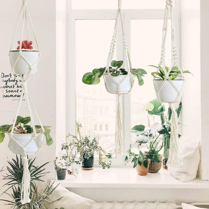 Macrame Plant Flower Pot Holder Hanger Hanging Planter Basket Hemp Rope Braided - Aimall