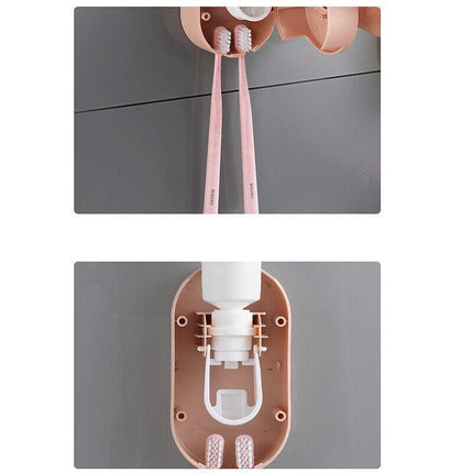 Automatic Toothpaste Dispenser Bathroom Wall-mounted Rack Toothbrush Holder AU - Aimall