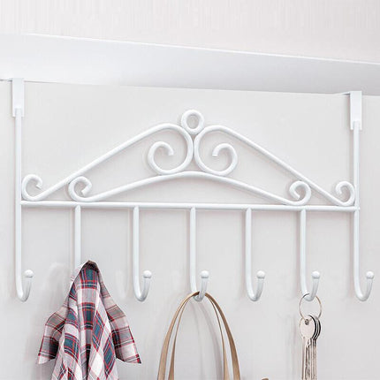 7-Hooks for Bedroom Over The Door Hanger Clothes Storage Towel Iron Hanging Rack - Aimall