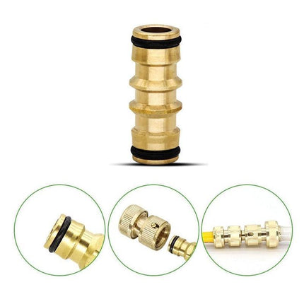 Garden Hose Connector Brass Copper Adapter Joiner 2 Way Fitting Male 48x15x9mm - Aimall