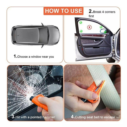3 in 1 Car Window Glass Breaker Emergency Escape Tool Safety Seat Belt Cutter AU - Aimall