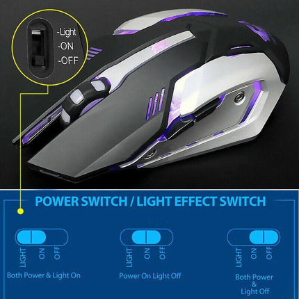 LED Wired Wireless Gaming Mouse USB Ergonomic Optical For PC Laptop Rechargeable - Aimall