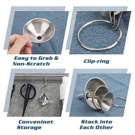 3X Stainless Steel Funnel Oil Liquid Funnel Metal Funnel With Detachable Filter - Aimall