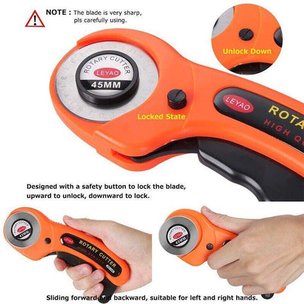 Rotary Cutter Professional Quilting Roller Fabric Cutting Tool+10PCS Blades 45mm - Aimall