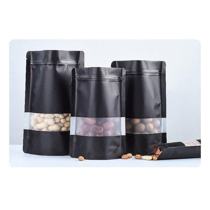 Window Black Matt Stand up Pouches Mylar Foil Bag Heat Seal Food Zipper Bag AU - Aimall