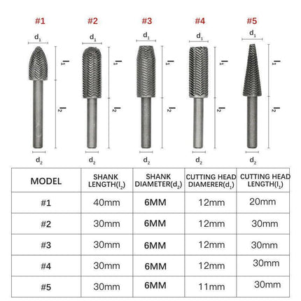5PCS Metal Cutter Drill Bits Rotary Bits Rasp For Steel Grinding Carving AUStock - Aimall