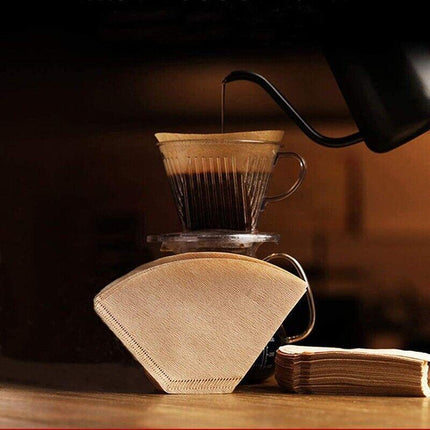 100PCS Coffee Filter Paper Natural Unbleached Original Wooden Drip Paper - Aimall
