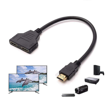 HDMI Splitter 1 In 2 Out Cable Adapter Converter 1080P Multi Display Duplicator - Aimall