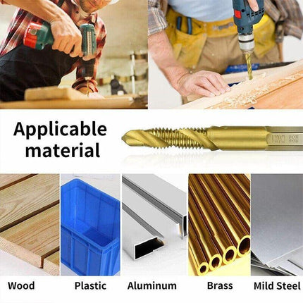 6X HSS Hex Shank Tap Drill Bits Metric Thread Screw Compound Tapping Set Tool - Aimall