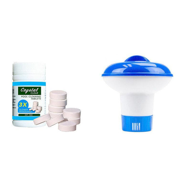 100 Pool Cleaning Tablets Floating Chlorine Hot Tub Chemical Dispenser Cleaner - Aimall