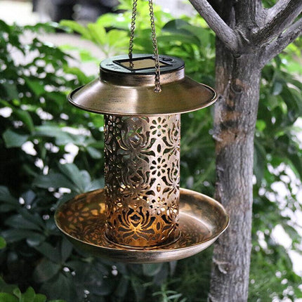 Solar Powered Bird Feeder Light Hanging Outdoor Solar Lamp Solar Garden Light - Aimall