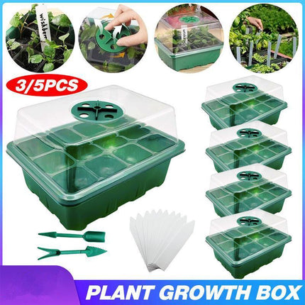 3/5/10 Set 12 Hole Plant Seed Grow Box Propagation Nursery Seedling Starter Tray - Aimall