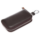 Key Holder Bag Leather Case Ring Wallet Car Unisex Pouch Keychains Black Coffee - Aimall